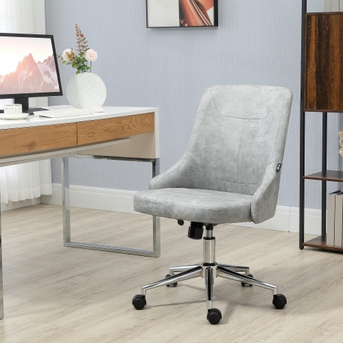 Microfiber Mid-Back Home Office Chair with Adjustable Height, Grey Perspective: bottom