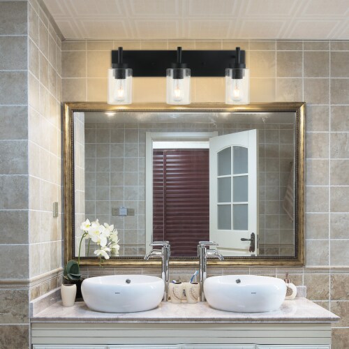 3 Light Bathroom Vanity Light with Bubble Glass Shade 1 Mariano s