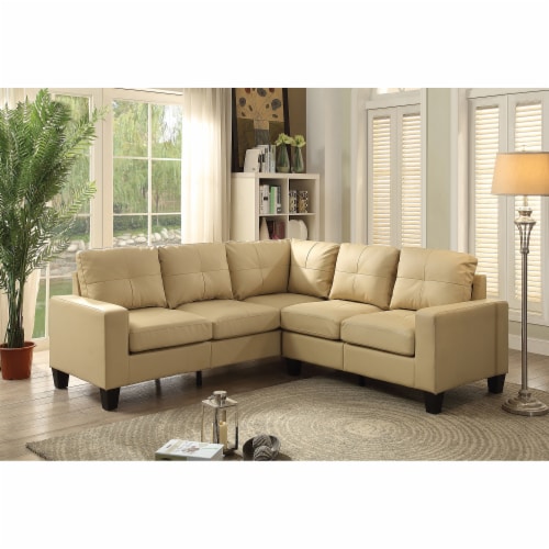 Beige faux sales leather sectional