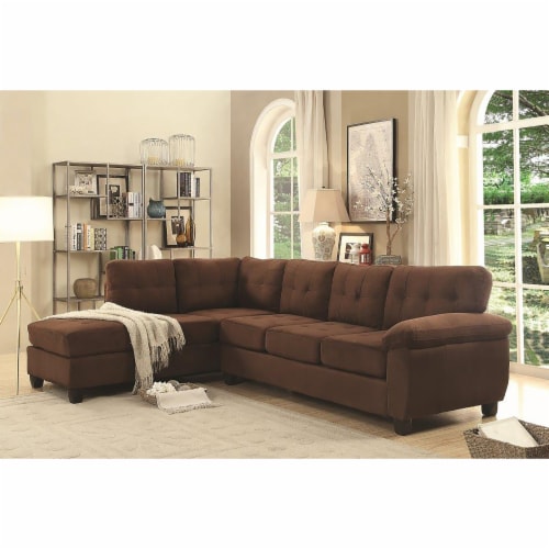 Brown suede sectional couch discount