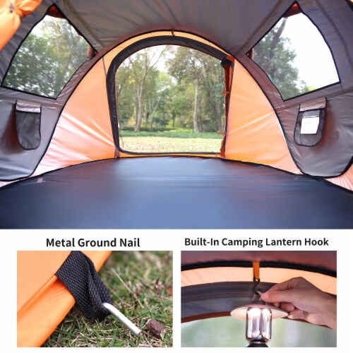 EchoSmile 2-Person Black and Orange Pop Up Camping Tent