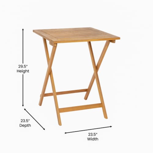Martindale Solid Acacia Wood 24 Inch Square Portable Folding Patio Table with Slatted Top Perspective: bottom