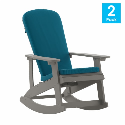 Savannah Set of 2 All-Weather Poly Resin Wood Adirondack Rocking Chairs Perspective: bottom