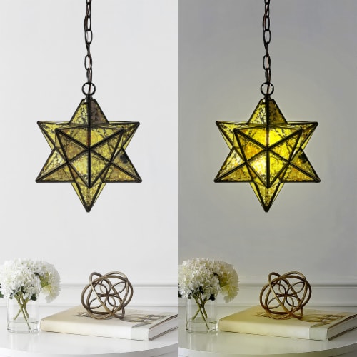 Stella 12 Moravian Star Metal Clear Glass LED Pendant 89 x 12 x 12 Smith s Food and Drug