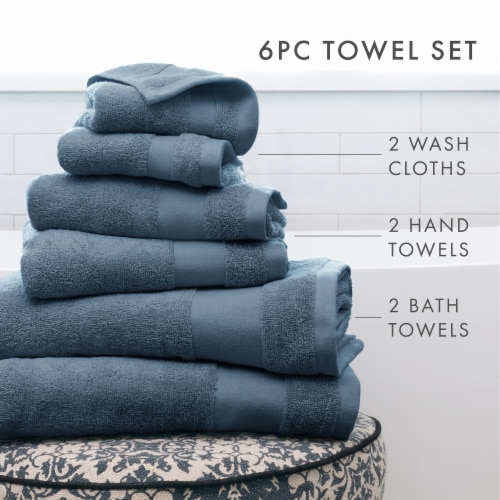 Linen Studio Bathroom Towel 6 Pack Hotel Quality 100 Ultra Plush Cotton Highly Absorbent 6 Pack Smith s Food and Drug
