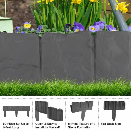 Pure Garden 10 in. x 9 in. x 0.75 in. Gray Trim Decorative Plastic Edging Border Pure Garden 10 in. x 9 in. x 0.75 in. Gray Trim Decorative Plastic Edging Border