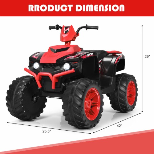 Costway 12V Kids 4 Wheeler ATV Quad Ride On Car w LED Lights Music USB Red 42 x25.5 x29 LxWxH Kroger