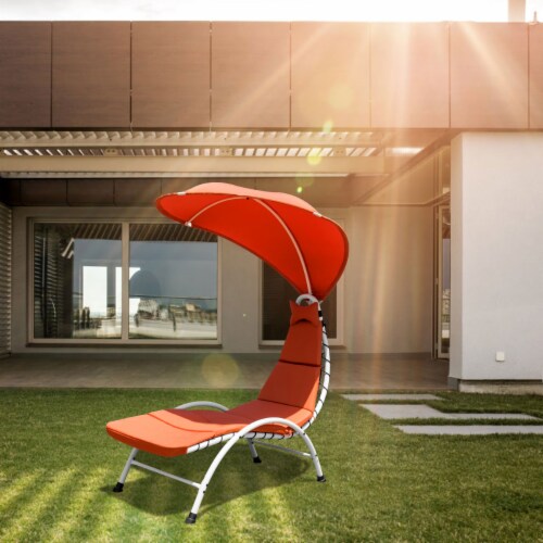 Costway Chaise Lounge Chair with Canopy Hammock Chair with Canopy Orange 67.5 Mariano s