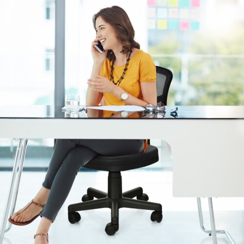 Costway Armless Office Chair Adjustable Swivel Computer Mesh Desk Chair Black Perspective: bottom