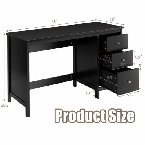 Black study desk with drawers hotsell