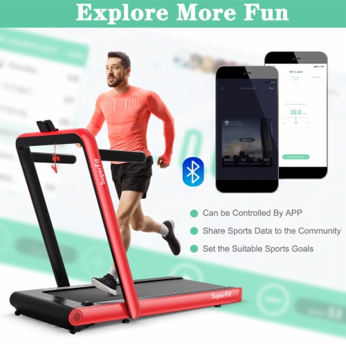 SuperFit 4.75HP 2 In 1 Folding Treadmill W Remote APP Control Red 58 Fry s Food Stores