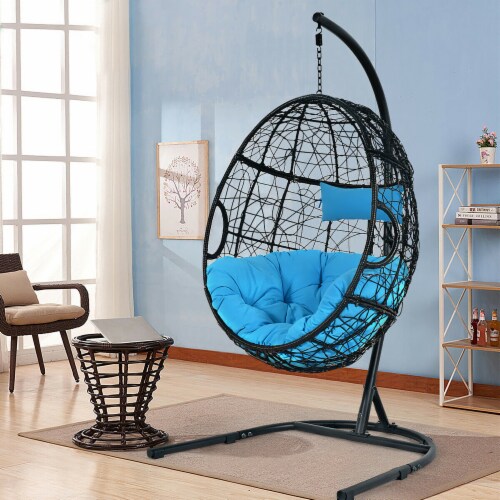 Hammock Chair with Stand Hanging Cushioned Swing Egg Chair
