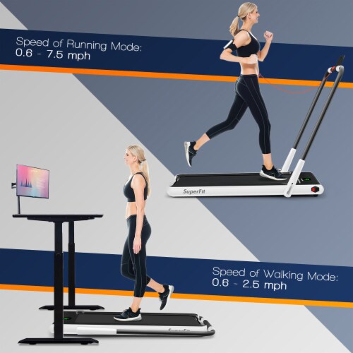 SuperFit 2.25HP 2-in-1 Folding Under Desk Treadmill W/ Remote Control APP, White, 2.25HP - Gerbes Super Markets SuperFit 2.25HP 2-in-1 Folding Under Desk Treadmill W/ Remote Control APP, White, 2.25HP - Gerbes Super Markets