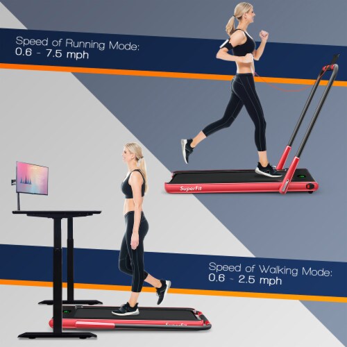 Superfit 2.25HP 2 in 1 Folding Under Desk Treadmill W Speaker Remote Control APP Red 2.25HP Mariano s