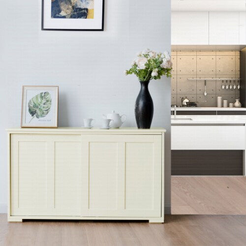 Costway Kitchen Storage Cabinet Sideboard Buffet Cupboard Wood Sliding Door Pantry White 42 x13 x24.5 Smith s Food and Drug