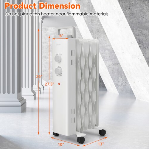 Costway 1500W Oil Filled Space Heater Electric Oil Radiant Heater w/ Safety Protection Perspective: bottom