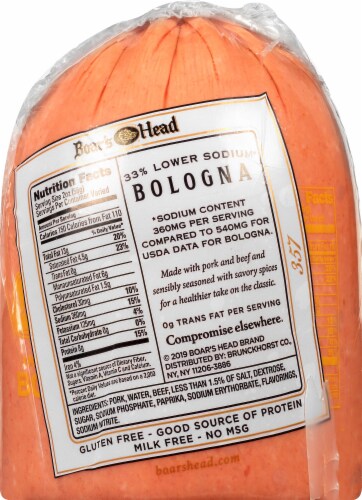 Boar’s Head 33% Lower Sodium Bologna Perspective: bottom