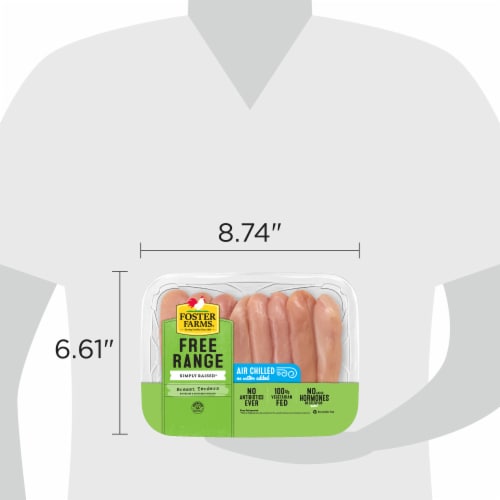 Foster Farms Free Range Simply Raised Boneless Skinless Chicken Breast Tenders Perspective: bottom