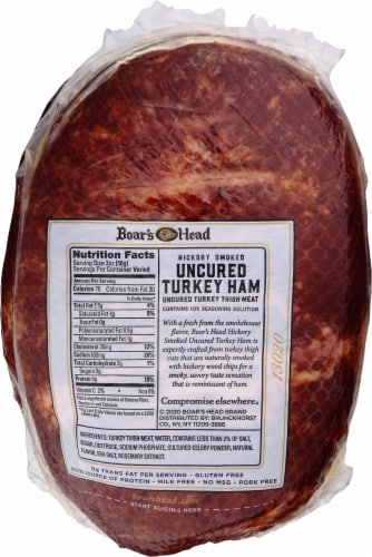 Boar's Head Hickey Smoked Uncured Turkey Ham Perspective: bottom