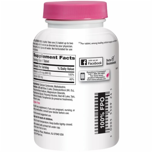 Caltrate 600+D3 Calcium and Vitamin D Supplement Tablets Perspective: bottom