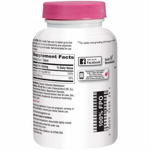 Caltrate 600+D3 Calcium and Vitamin D Supplement Tablets Perspective: bottom