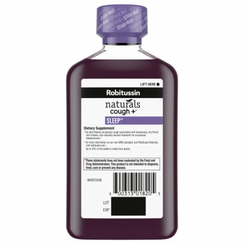 Robitussin Naturals Cough + Sleep Dietary Supplement Cough Relief and Sleep Syrup Perspective: bottom