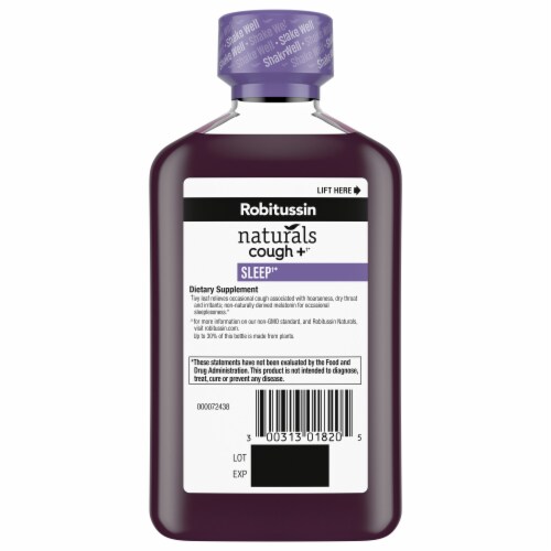 Robitussin Naturals Cough + Sleep Dietary Supplement Cough Relief and Sleep Syrup Perspective: bottom