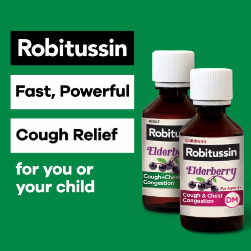 Robitussin Maximum Strength Elderberry Cough Suppressant Perspective: bottom