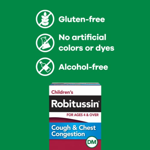 Children's Robitussin DM, Cough and Chest Congestion Relief, Dextromethorphan, Grape Flavor Syrup Perspective: bottom