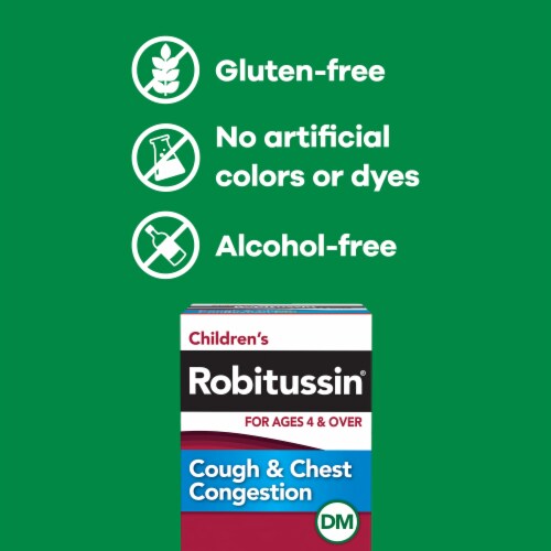 Children's Robitussin DM, Cough and Chest Congestion Relief, Dextromethorphan, Grape Flavor Syrup Perspective: bottom
