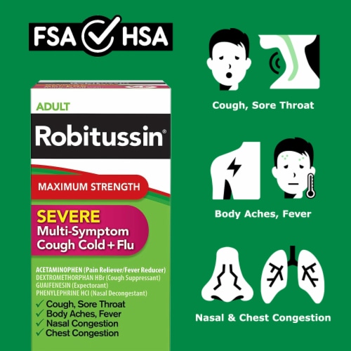 Robitussin CF Max, Severe Multi-Symptom Relief from Cough, Cold, and Flu - Adult Formula Perspective: bottom