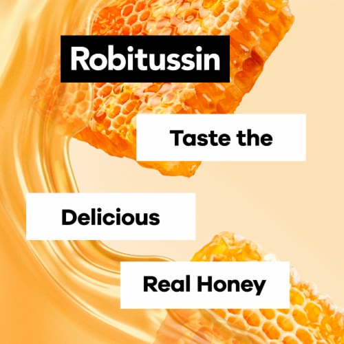 Robitussin DM Max, Cough plus Chest Congestion Relief, Dextromethorphan, Real Honey Flavor Syrup Perspective: bottom