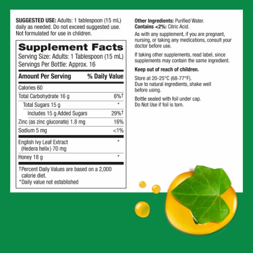 Robitussin Naturals Cough Relief Honey & Ivy Leaf Syrup Perspective: bottom