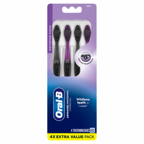 Oral-B Advanced Whitening Charcoal Toothbrush, Soft, 4 Count Perspective: bottom