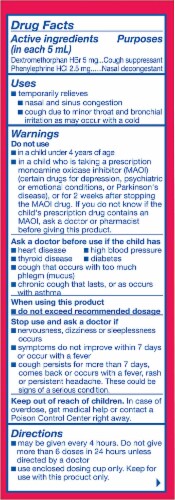Triaminic Daytime Children's Cough Cold & Cough Relief Cherry Flavor Medicine Perspective: bottom
