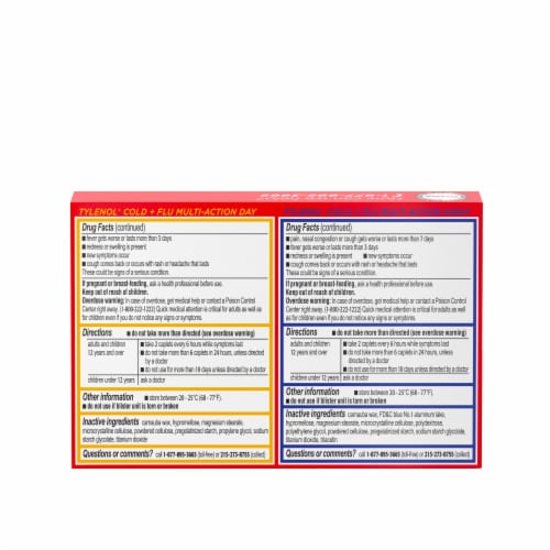 Tylenol Extra Strength Cold + Flu Relief Day & Night Caplets Perspective: bottom