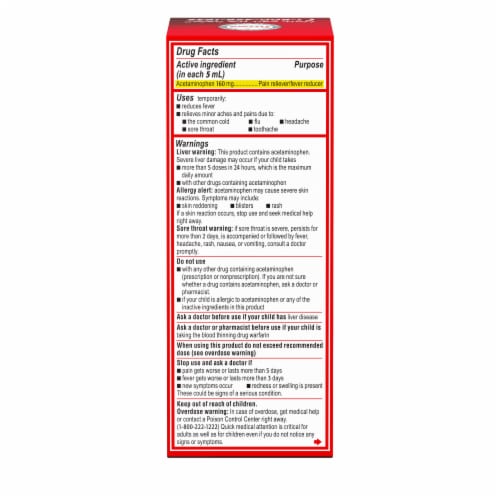 Children's Tylenol Dye-Free Cherry Flavor Oral Suspension Perspective: bottom