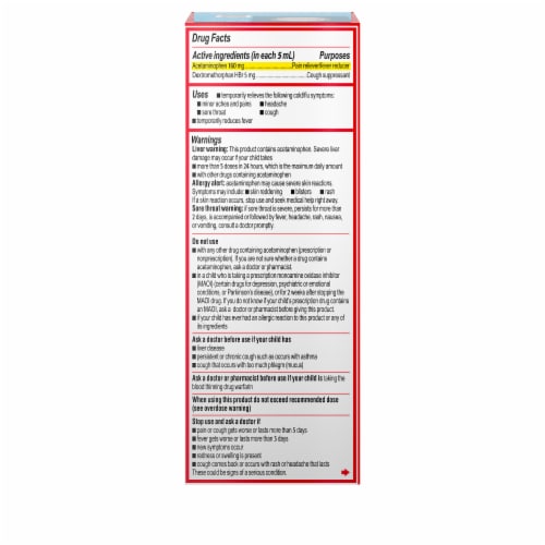 Tylenol® Children’s Bubblegum Flavor Cold + Cough + Sore Throat Medicine Perspective: bottom