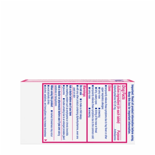 Benadryl Ultratabs Allergy & Cold Relief Tablets Diphenhydramine HCl Perspective: bottom