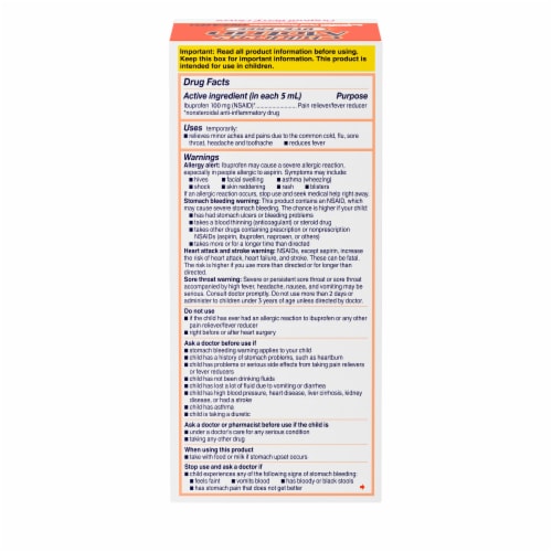 Children's Motrin IBuprofen Kids Medicine Berry Flavored Perspective: bottom