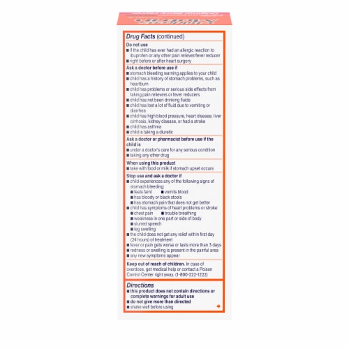 Children's Motrin Ibuprofen Berry Flavored Kids Medicine Perspective: bottom