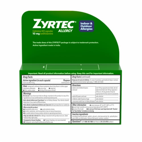 Zyrtec 24 Hour Allergy Liquid Gels Perspective: bottom