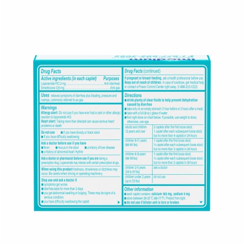 Imodium Multi-Symptom Relief Anti-Diarrheal Medicine Caplets Perspective: bottom