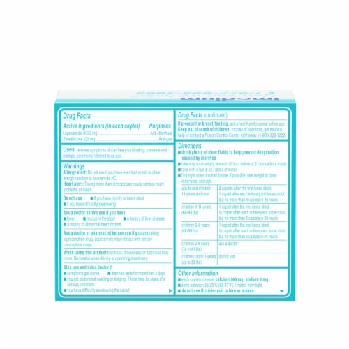 Imodium Multi-Symptom Relief Anti-Diarrheal Medicine Caplets Perspective: bottom