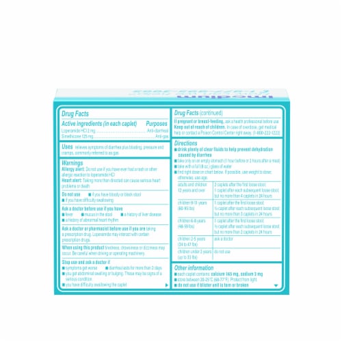 Imodium Multi-Symptom Relief Anti-Diarrheal Easier To Open Caplets Perspective: bottom