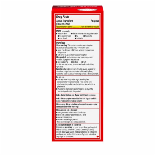 Children's Tylenol Pain + Fever Relief Cold Medicine Grape Perspective: bottom