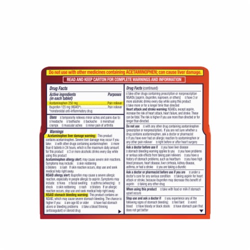 Motrin Dual Action with Tylenol Fast-Acting Dual Action Pain Reliever with Ibuprofen & Acetaminophen Perspective: bottom