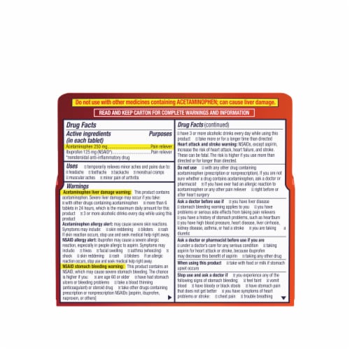 Motrin Dual Action With Tylenol, Ibuprofen & Acetaminophen Perspective: bottom