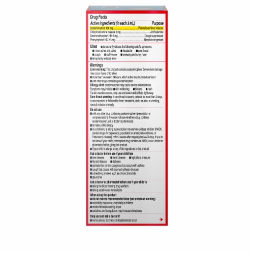 Children's Tylenol Cold And Flu Oral Suspension, Bubblegum Perspective: bottom