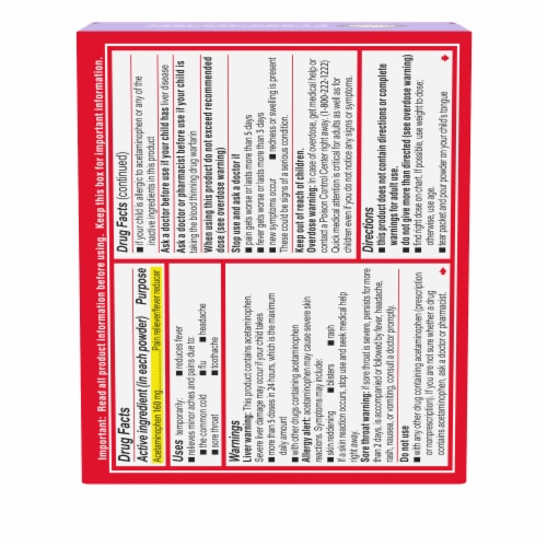 Children's Tylenol Acetaminophen Dissolve Packets Wild Berry Perspective: bottom